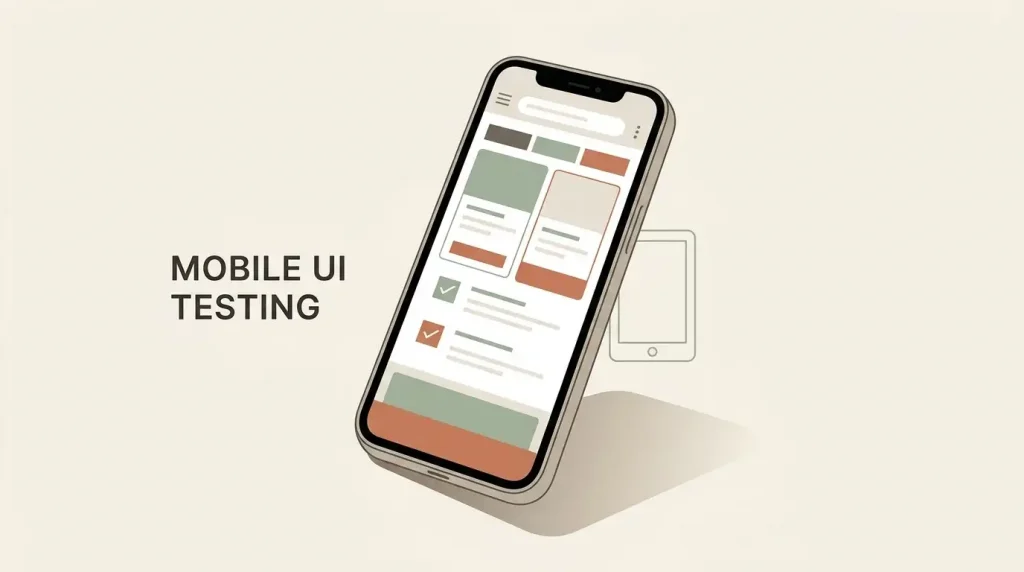Neutral smartphone illustration showing a mobile casino usability checklist without a real casino interface